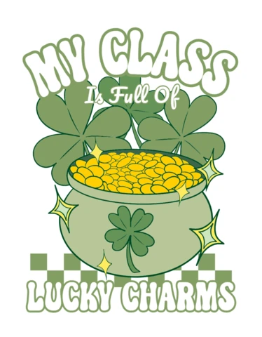 Modèle de design de salle de classe pour la Saint-Patrick avec des porte-bonheur et des trèfles.