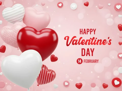 Valentine's Day Balloon Design Template for Festive Greeting Cards