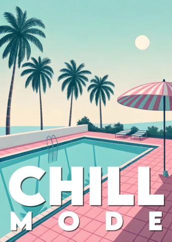 Chill Mode Design for Summer Vibes Retro Flat Poster Template