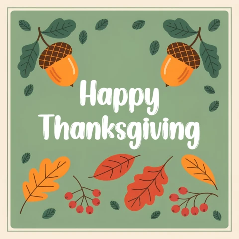 Thanksgiving Acorn Design Template for Festive Greeting Cards