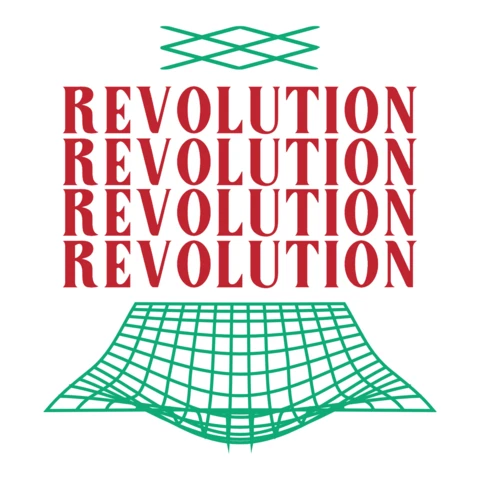 Revolution Typography Design with Grid Background for Merch Template