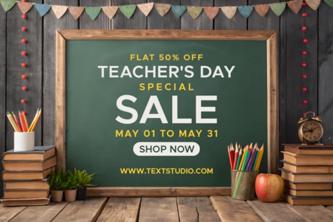 Chalkboard Style Teacher's Day Sale Template Design – Editable Promotion for May