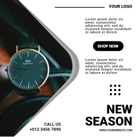 Modello di design del post instagram del negozio di orologi Elegance