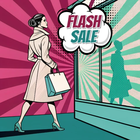 Pop Art Flash Sale Promotional Template for Fashion Retail Design