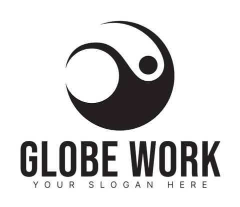 Globe-Arbeitslogo-Design-Vorlage schwarz