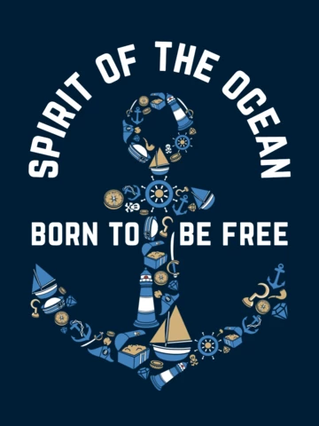 Spirit Of The Ocean Marine Anchor T-shirt Design Template