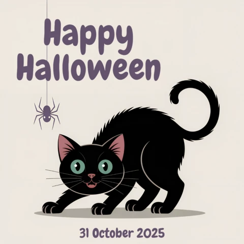 Diseño minimalista de gato negro para tarjetas de felicitación y plantilla de camiseta