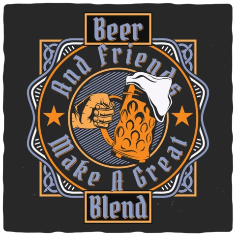 Hand With Glass Of Beer T-shirt Design Template