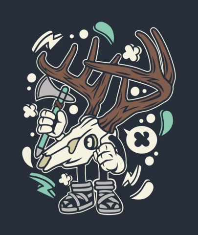 Plantilla de diseño de camiseta con personaje de dibujos animados de calavera del desierto