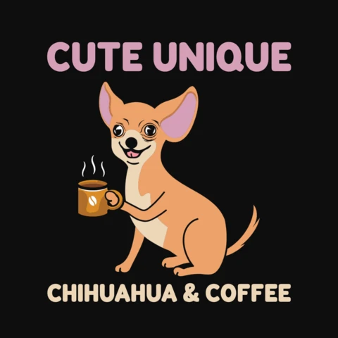 かわいいユニークなチワワとコーヒーのTシャツデザインテンプレート