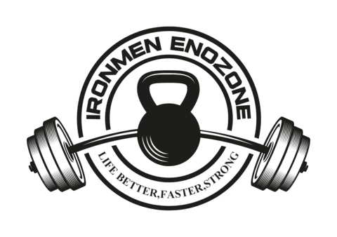 Logo de l'homme de fer et de la salle de sport enozone