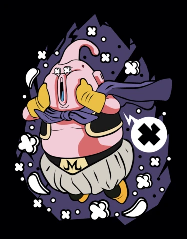 Modelo de design do personagem de desenho animado Majin Buu