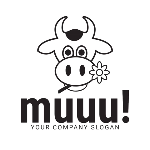 Cute Cow Head Logo Design Template