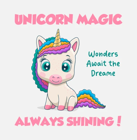 Cita de la felicidad con unicornio lindo diseño de dibujos animados para bebés ilustración
