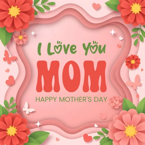 Floral Mother's Day Greeting Card Design Template with Heartfelt Message