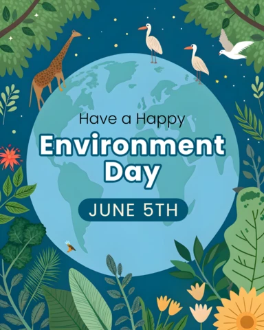 Design vibrant sur le thème de la nature avec des animaux pour le modèle de la journée de l'environnement.