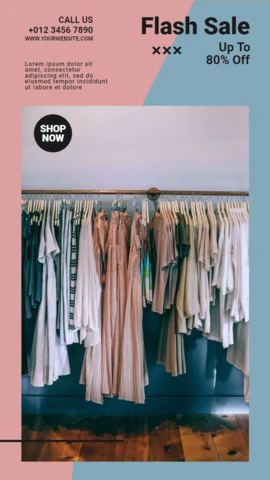 Plantilla de diseño de publicación de historia de Instagram de venta flash de moda