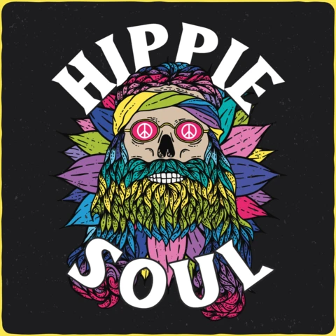 Psychedelic Hippie Skull T-Shirt Design Template