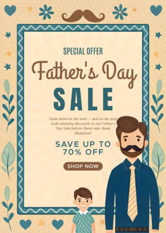 Father's Day Sale Template - Vintage Floral Design for Promotions