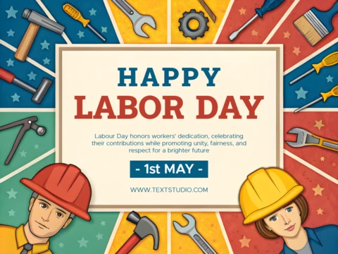 Modèle de célébration de la fête du travail avec outils et personnages