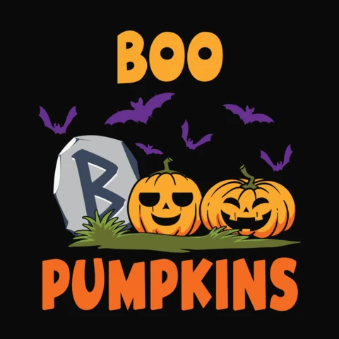 Boo Pumpkins Halloween T-Shirt Design Template