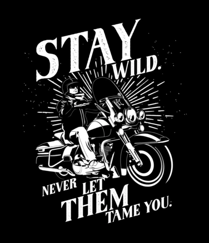 Blijf wild vintage biker t-shirt ontwerpsjabloon