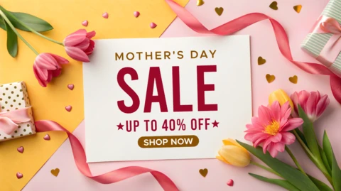 Chic Floral Mother's Day Sale Template Design – Editable Pastel Banner