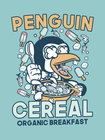 Penguin Breakfast Funny T-shirt Design Template