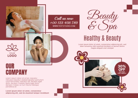 Şık çiçek tasarımıyla güzellik spa'sı promosyon şablonu broşür için