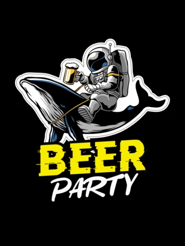 Beer Party With Astronaut On Wheel T-shirt Design Template