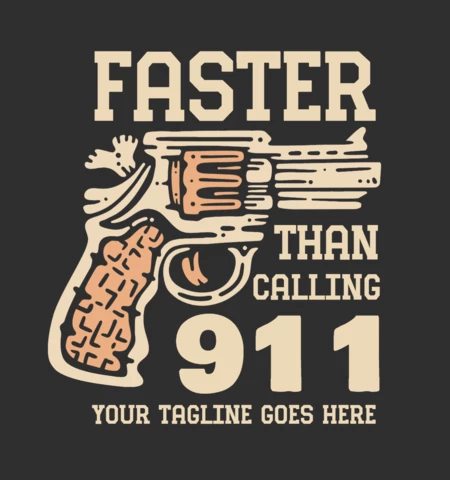 Plus rapide que d'appeler avec un modèle de conception de t-shirt vintage pistolet