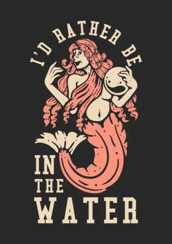 Sirène portant un modèle de conception de t-shirt à grosses perles