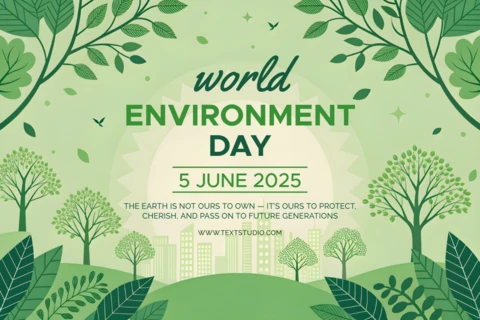 Design de vista da floresta verde e da cidade para o template de celebração do dia do meio ambiente.
