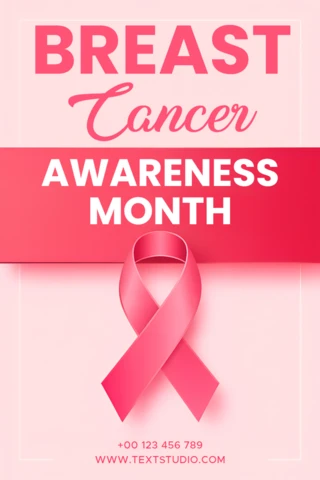 Breast Cancer Awareness Month Template with Pink Ribbon Design for Posters