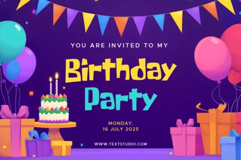 Birthday Party Invitation Card Template with Balloons