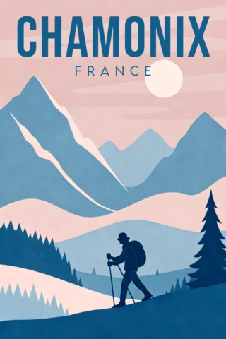 Chamonix France Mountain Adventure Design Template for Travel Posters