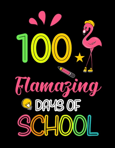 Amazing Days Of School Colorful Flamingo T-shirt Design Template