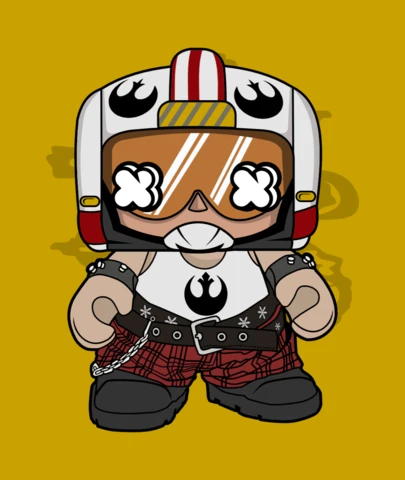 Punk Luke Skywalker komiks karykatura popkultura t-shirt projekt szablon