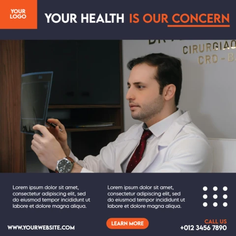 Plantilla de diseño de publicación de Instagram sobre atención médica y sanitaria