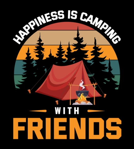 Le bonheur, c'est de camper avec des amis modèle de t-shirt
