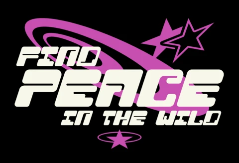 Find Peace in The Wild Pink Star & Motivational Message T-Shirt Design Template
