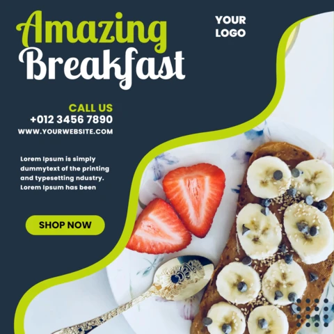 Striking Visual Restaurant Social Media Post Design Template