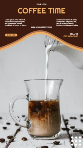 Plantilla de diseño de publicación de historia de Instagram promocional de Cappuccino Time