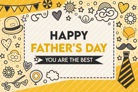 Happy Father's Day Editable Template - Fun and Playful Doodles Design