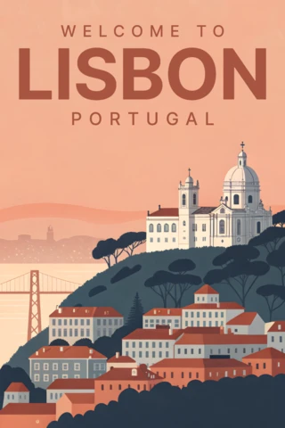 Modèle de design minimaliste de Lisbonne, Portugal, pour des affiches de voyage