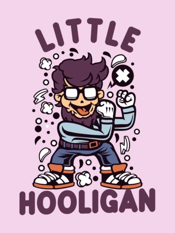 Little Hooligan Cartoon Character T-Shirt Design Template