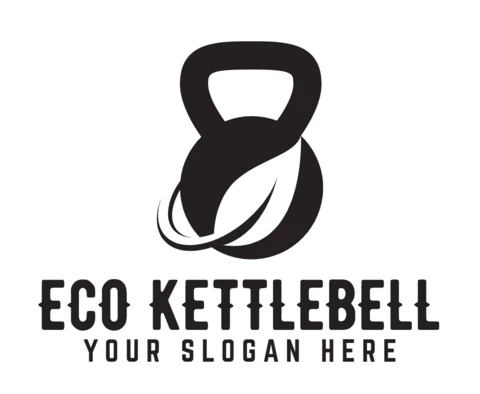 Modelo de design de logotipo ecológico kettlebell preto