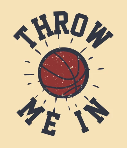 Méteme con una plantilla de diseño de camiseta vintage de baloncesto