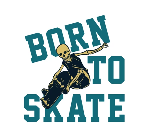 Modèle de t-shirt squelette "Born to skate" (né pour patiner)