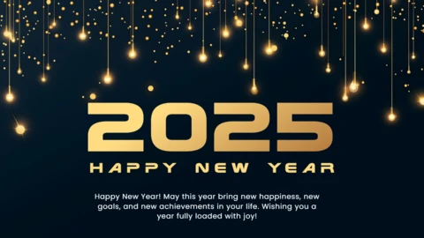 Sparkling Lights 2025 Happy New Year Card Design Template